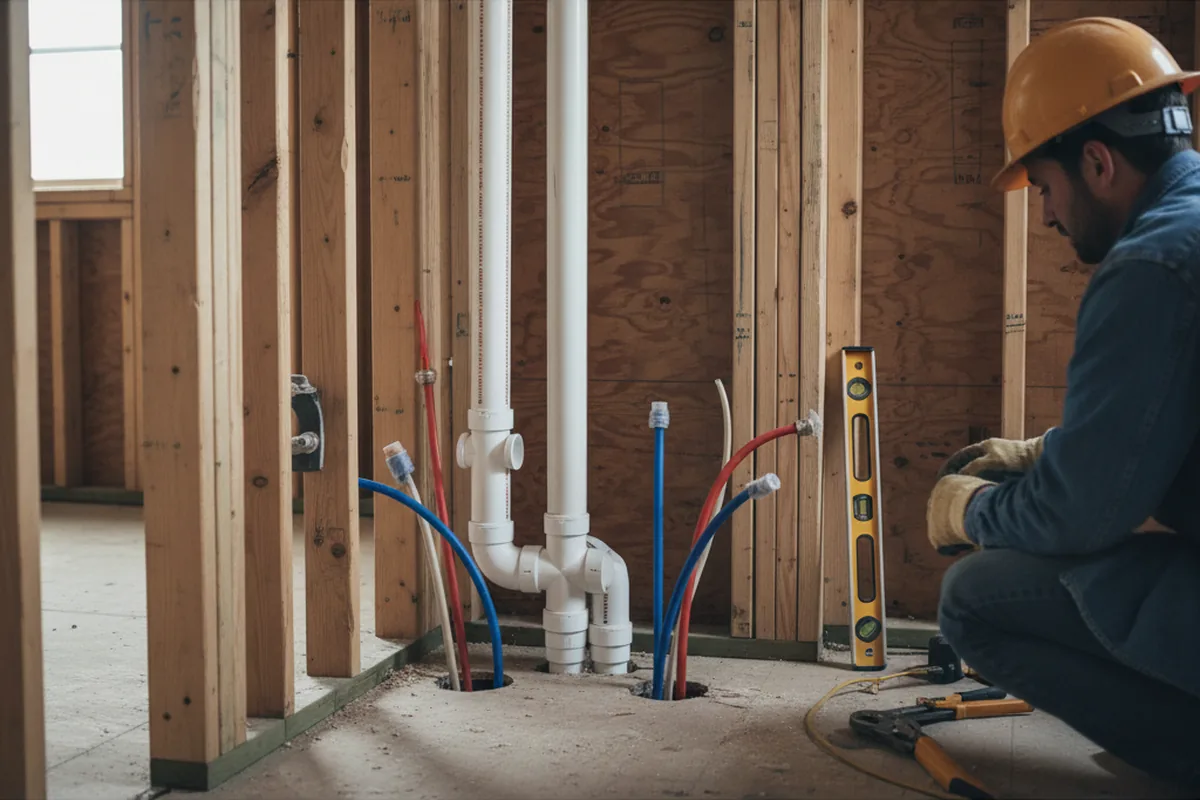 Drain and supply rough-in during Sump Pump Repair in Cresskill
